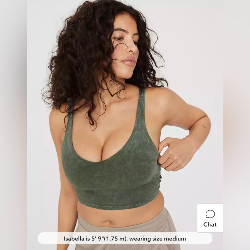 OFFLINE By Aerie Real Me Low Key Longline Sports Bra in size M, Green Olive